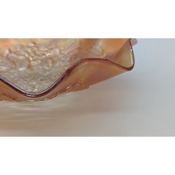 Northwood Grape Leaves Blossoms and Palms back pattern carnival glass dish light - Picture 14 of 16